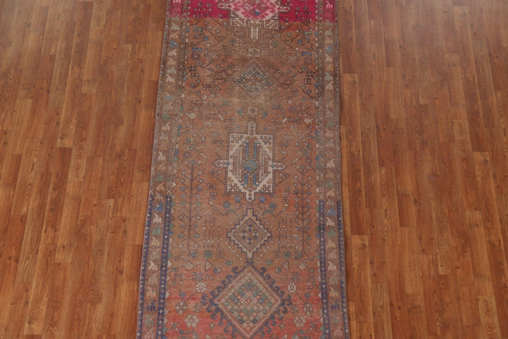 Distressed Over-Dyed Heriz Persian Runner Rug 3x10