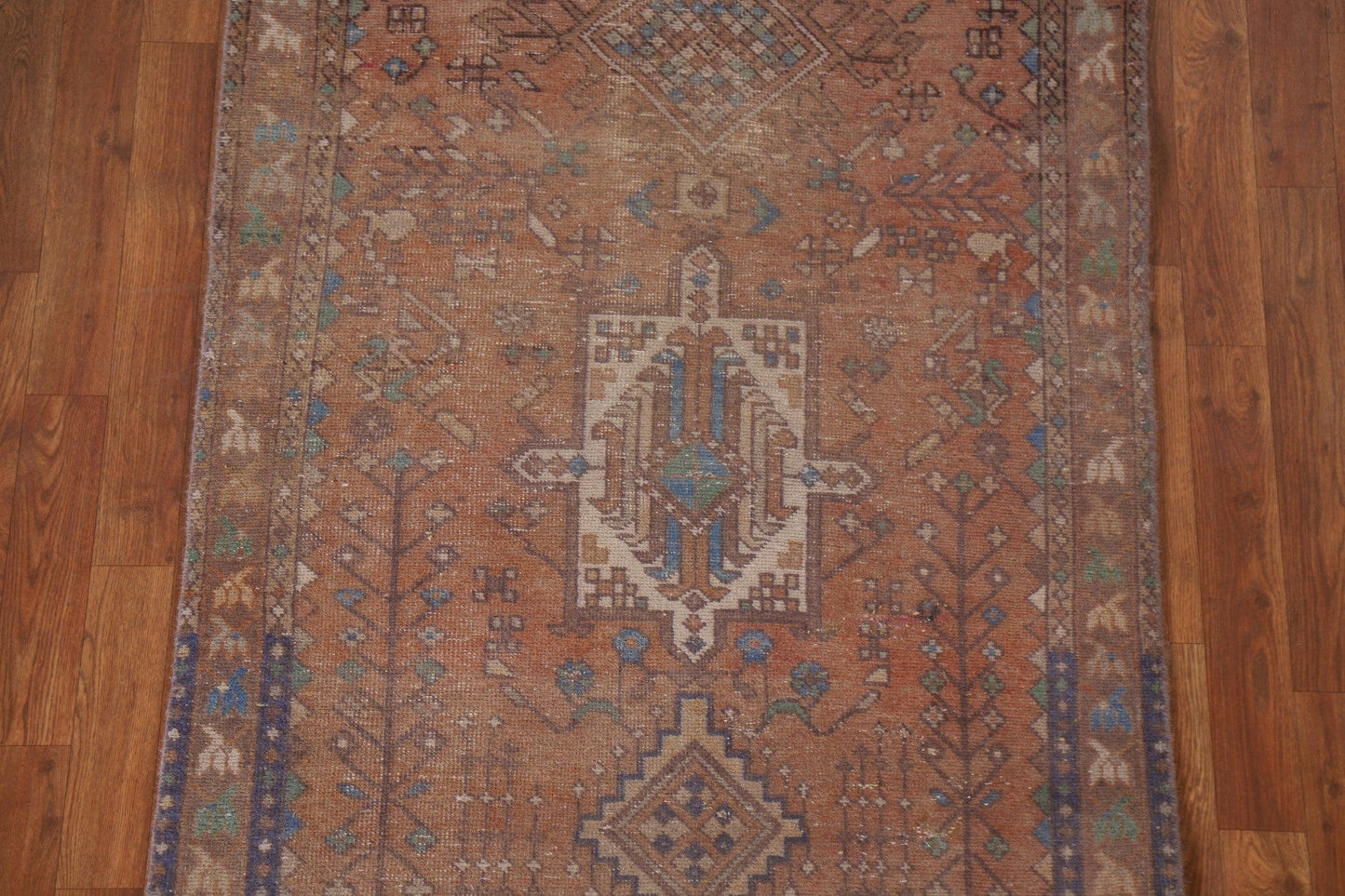 Distressed Over-Dyed Heriz Persian Runner Rug 3x10