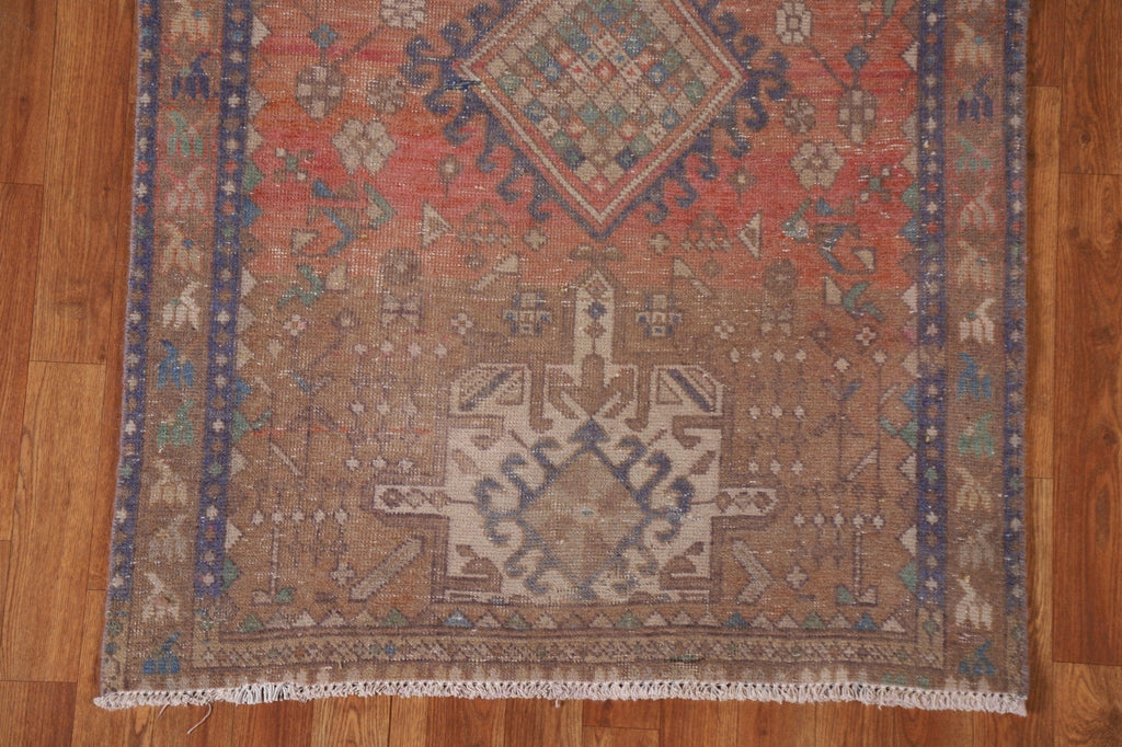 Distressed Over-Dyed Heriz Persian Runner Rug 3x10