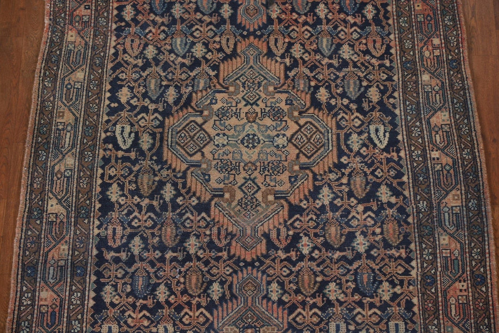 Vintage Navy Blue Zanjan Persian Rug 5x11