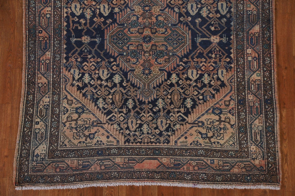 Vintage Navy Blue Zanjan Persian Rug 5x11