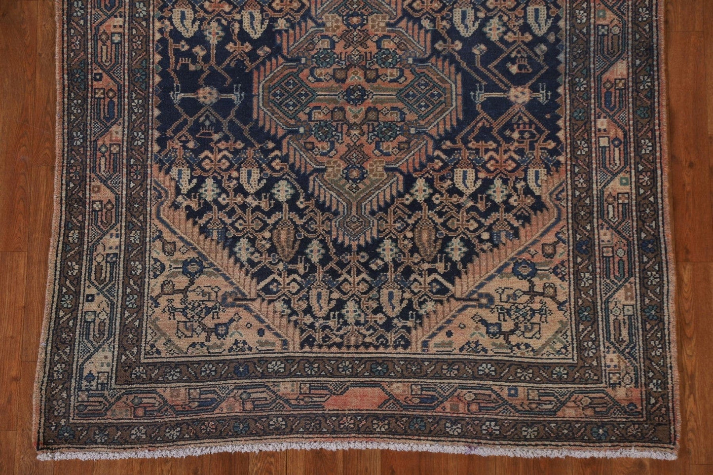 Vintage Navy Blue Zanjan Persian Rug 5x11