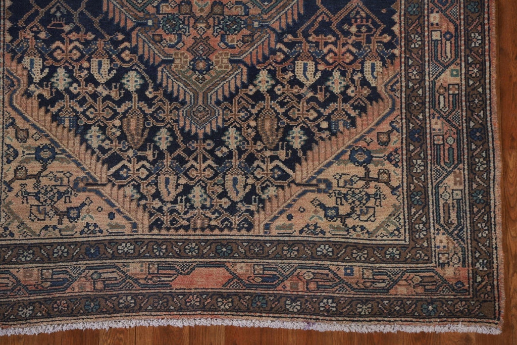 Vintage Navy Blue Zanjan Persian Rug 5x11