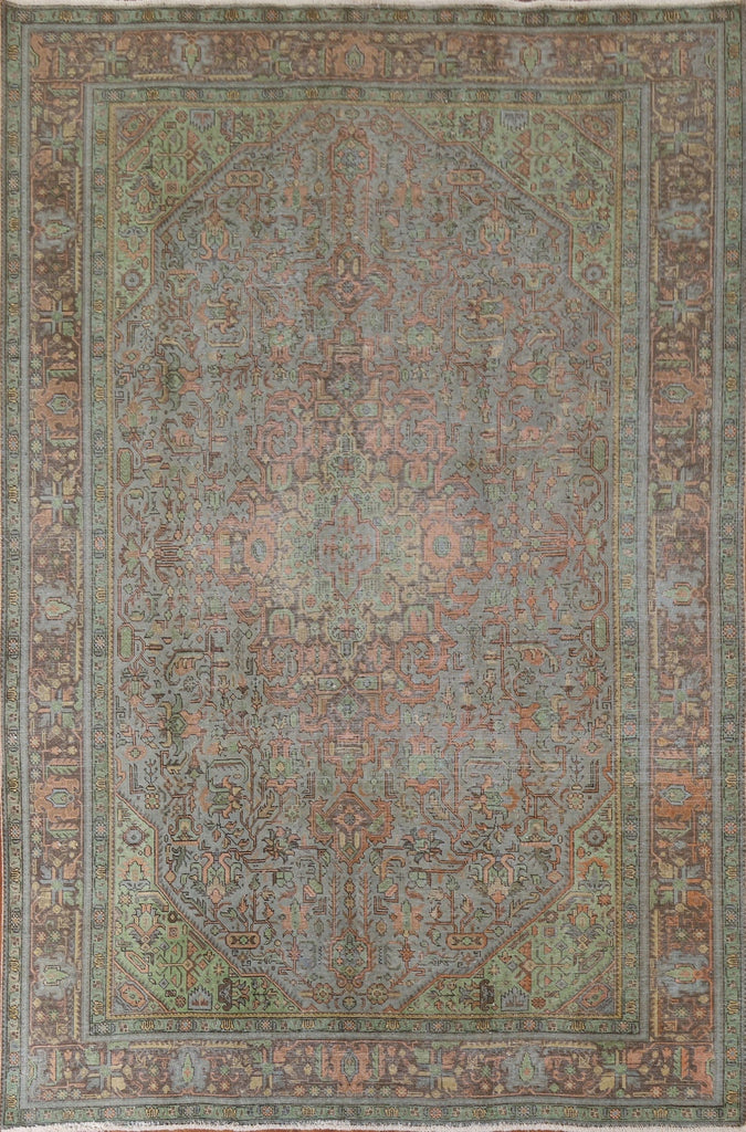 Distressed Over-Dyed Tabriz Persian Area Rug 8x11