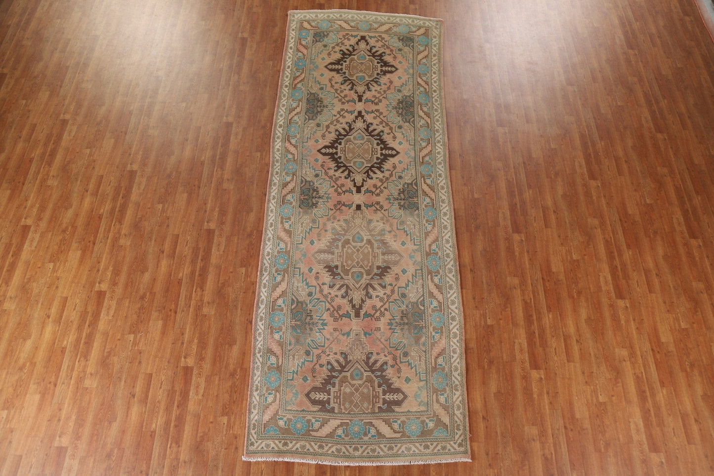 Geometric Meshkin Persian Runner Rug 4x13