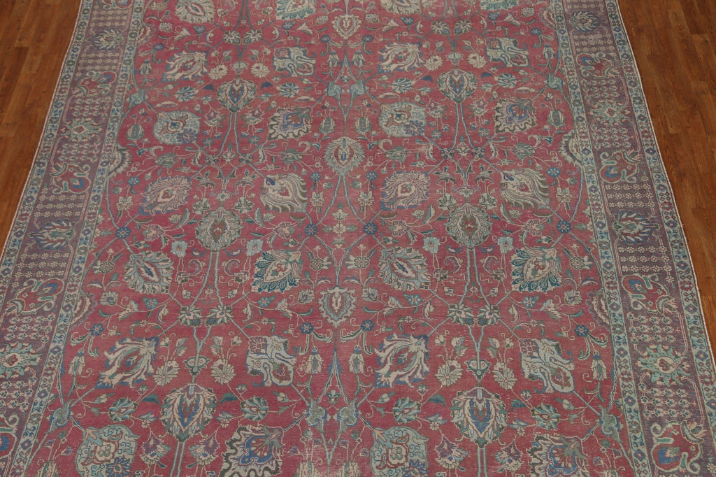 Floral Vintage Tabriz Persian Area Rug 10x12