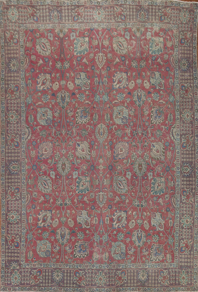 Floral Vintage Tabriz Persian Area Rug 10x12