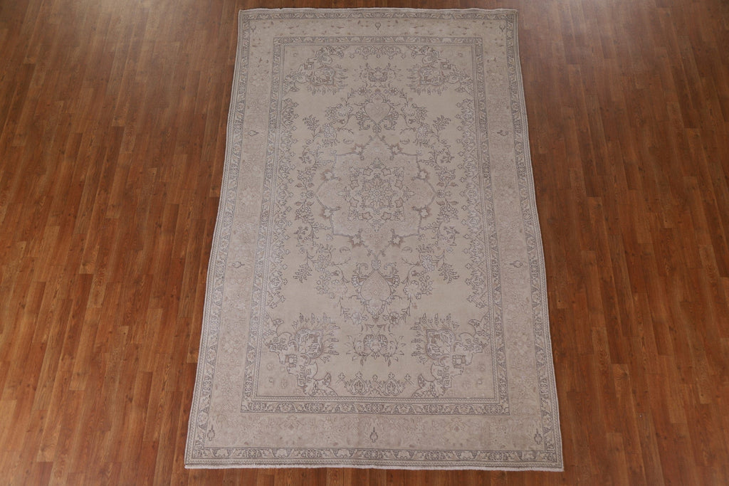 Distressed Muted Tabriz Persian Area Rug 6x10