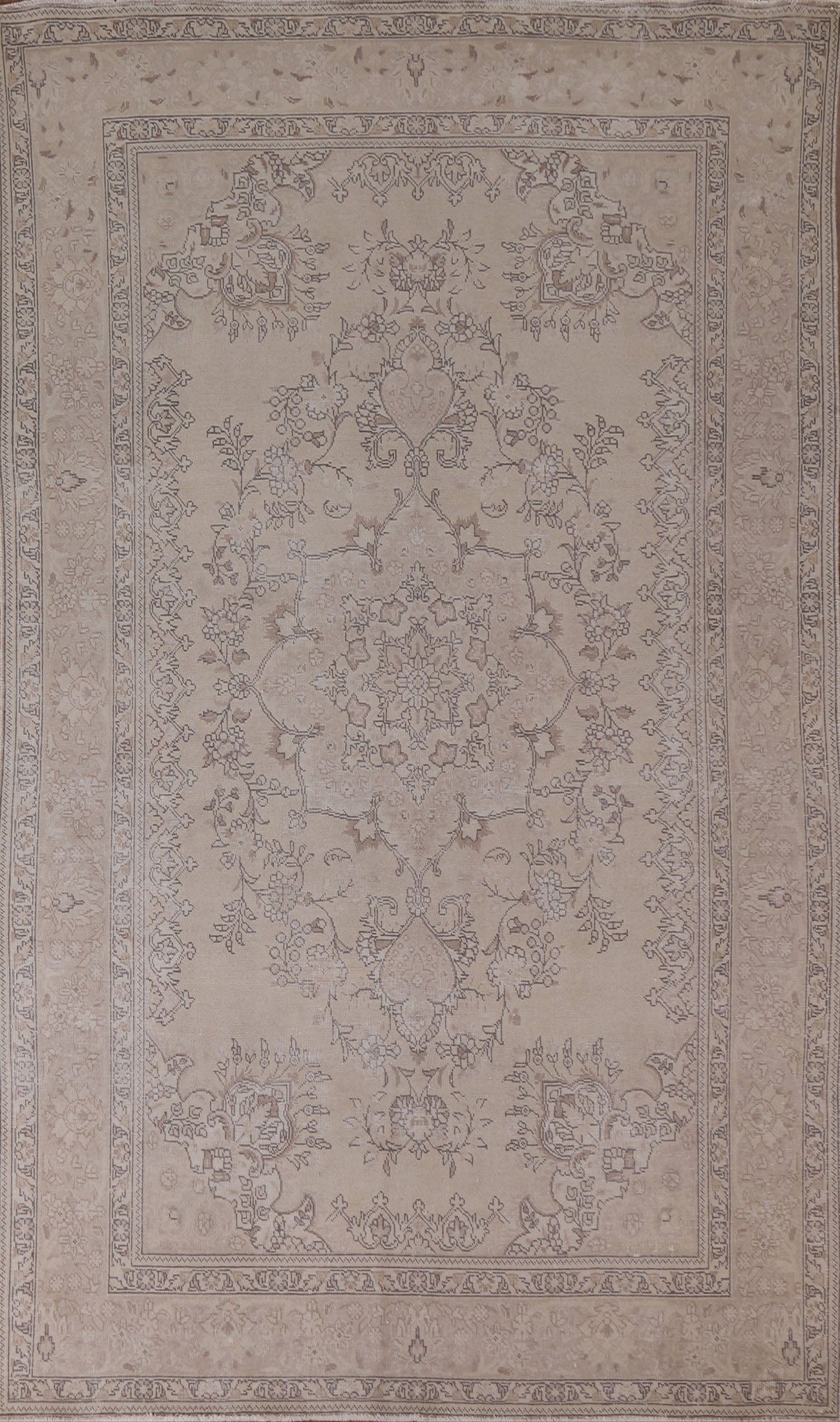 Distressed Muted Tabriz Persian Area Rug 6x10