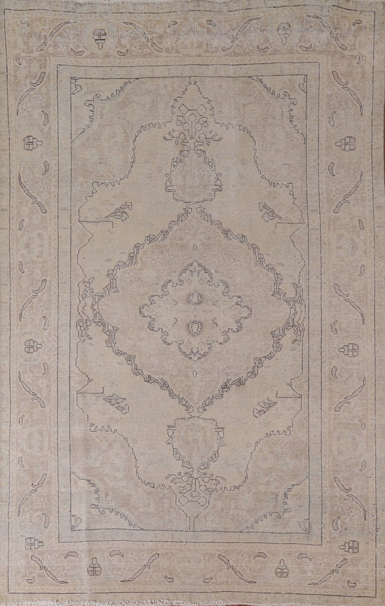 Muted Distressed Tabriz Persian Area Rug 6x9