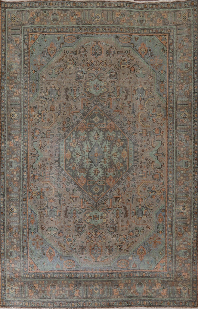 Over-Dyed Distressed Tabriz Persian Area Rug 8x11