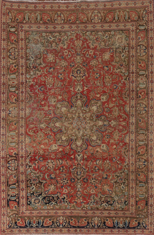 Vintage Mashad Persian Area Rug 7x9