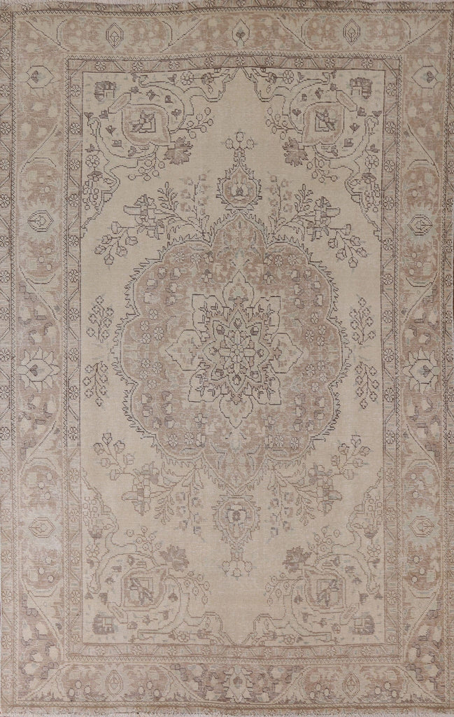 Muted Distressed Tabriz Persian Area Rug 6x10