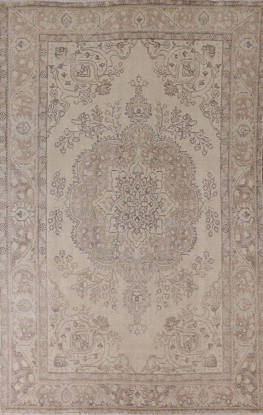 Muted Distressed Tabriz Persian Area Rug 6x10