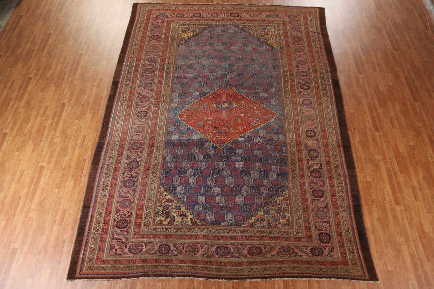 Pre-1900 Antique Heriz Bakhshayesh Vegetable Dye Persian Rug 10x15