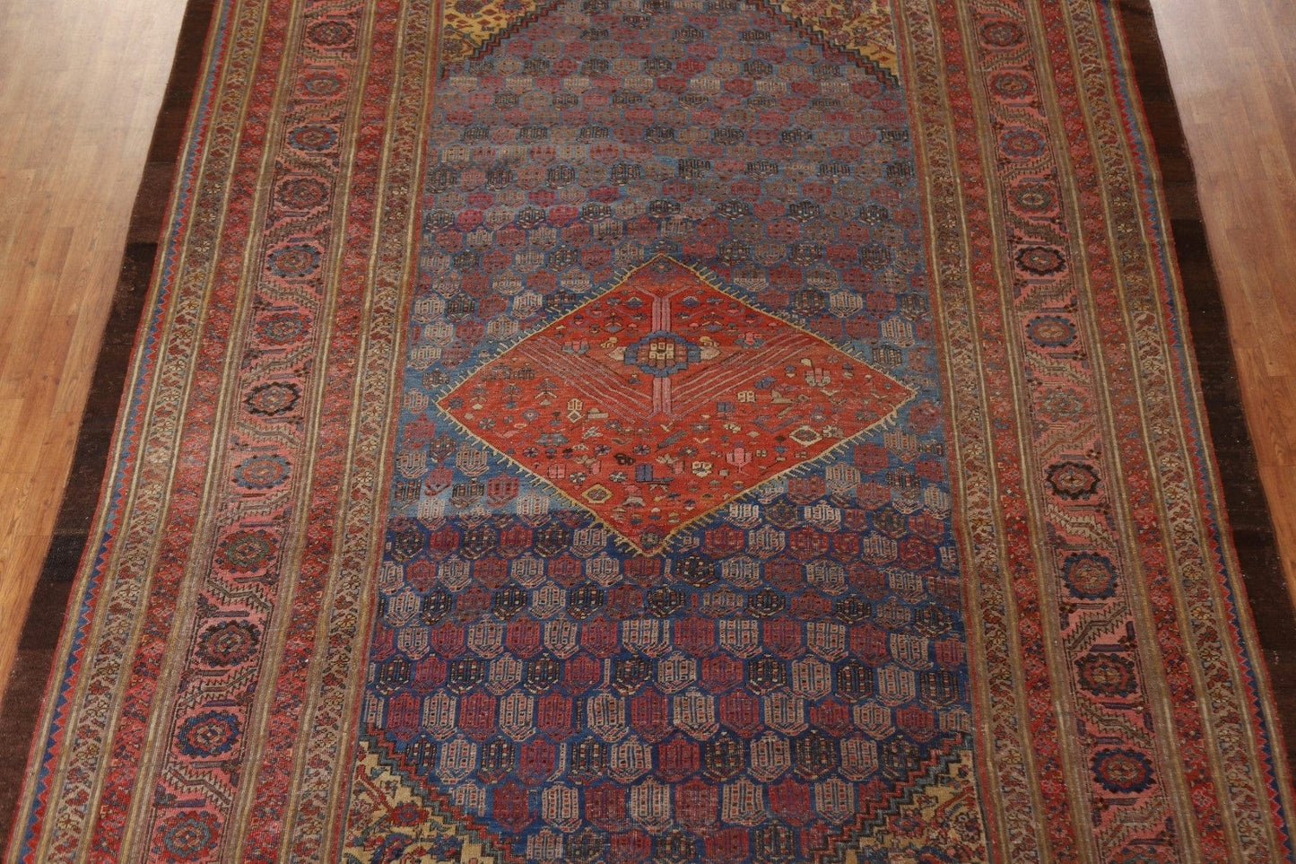 Pre-1900 Antique Heriz Bakhshayesh Vegetable Dye Persian Rug 10x15