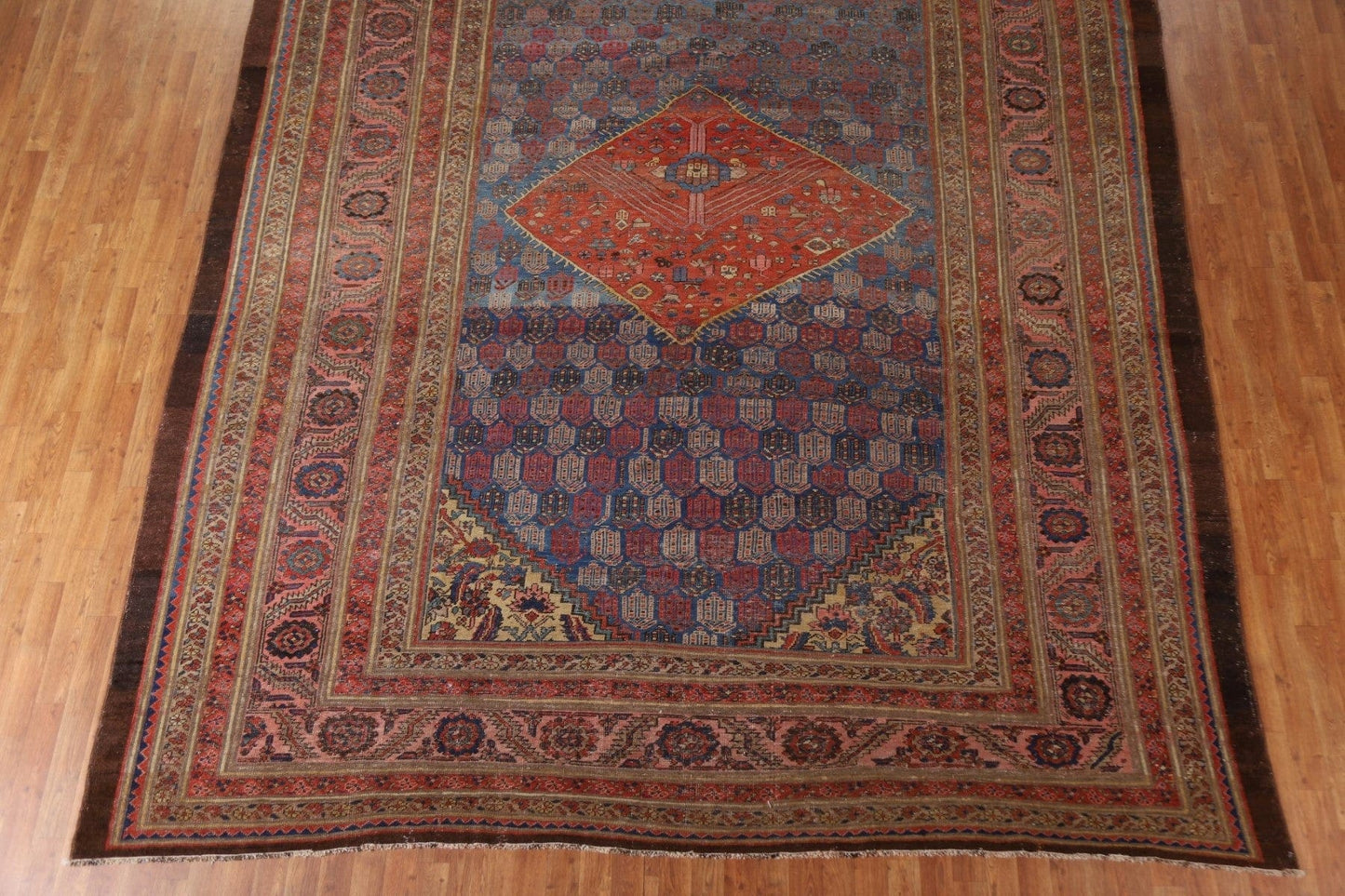 Pre-1900 Antique Heriz Bakhshayesh Vegetable Dye Persian Rug 10x15