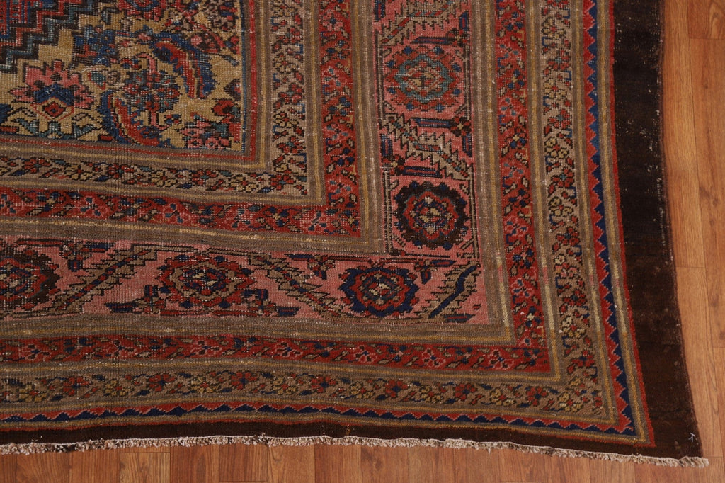 Pre-1900 Antique Heriz Bakhshayesh Vegetable Dye Persian Rug 10x15