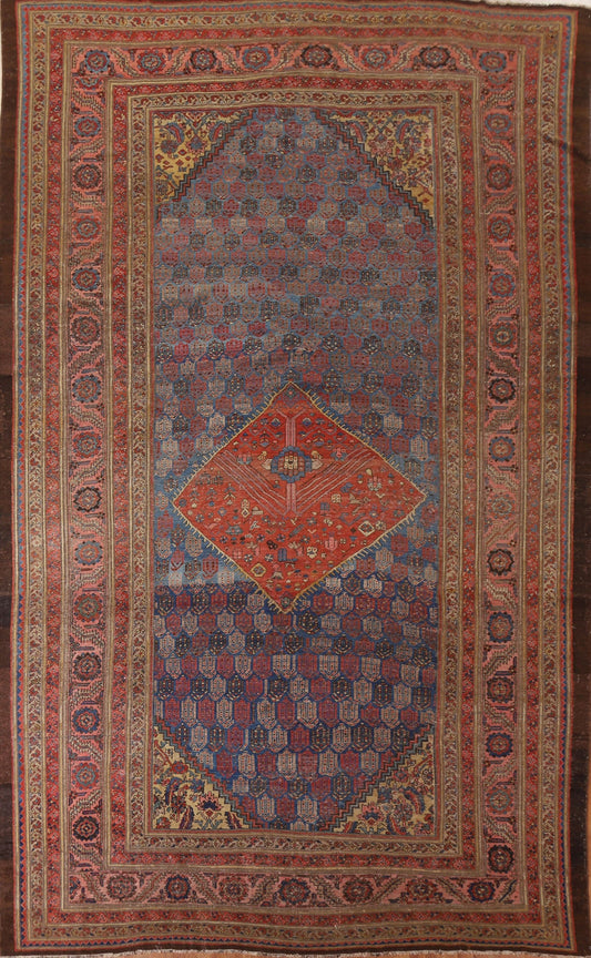 Pre-1900 Antique Heriz Bakhshayesh Vegetable Dye Persian Rug 10x15