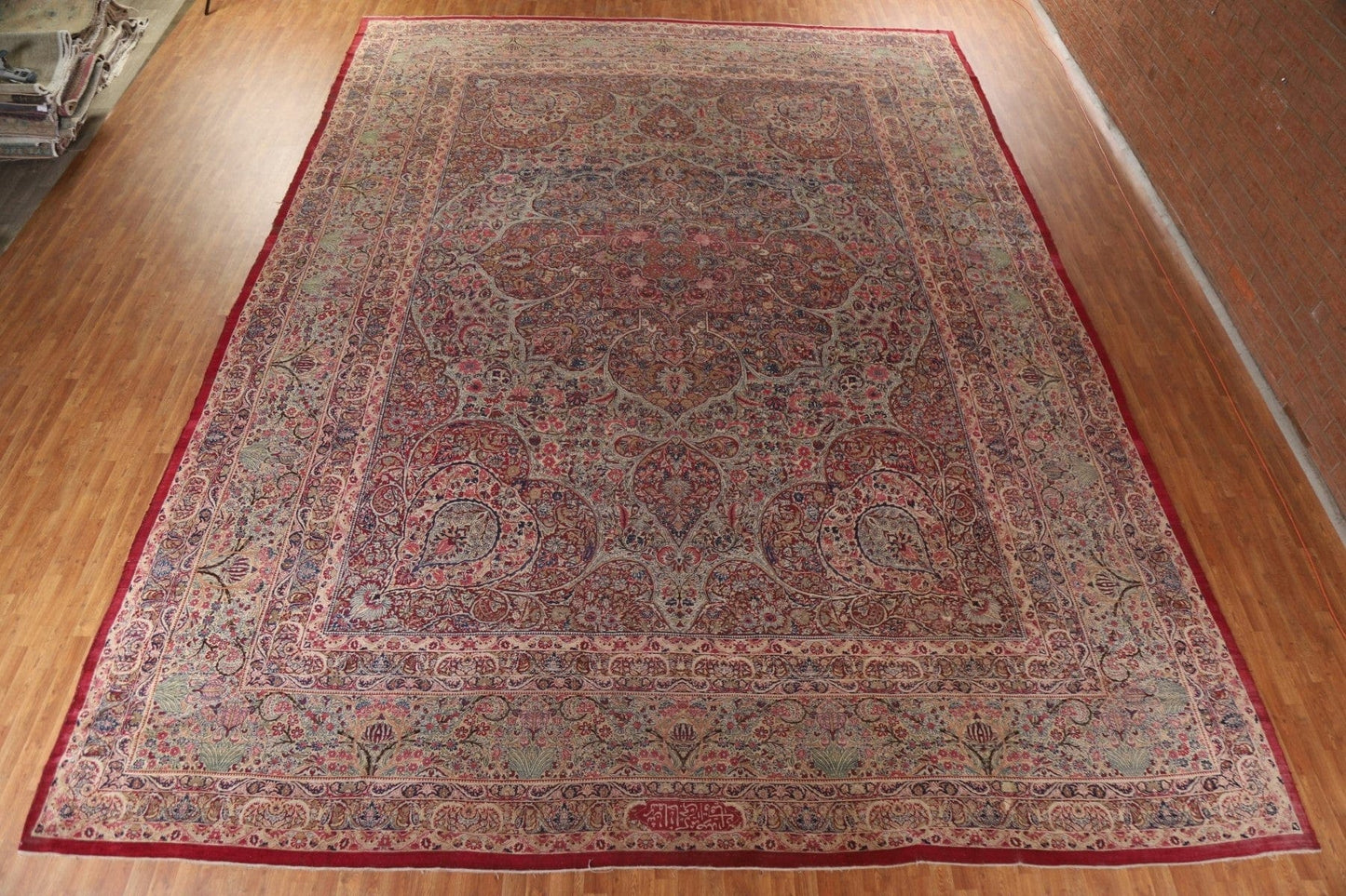 Pre-1900 Antique Kerman Lavar Vegetable Dye Persian Rug 16x22