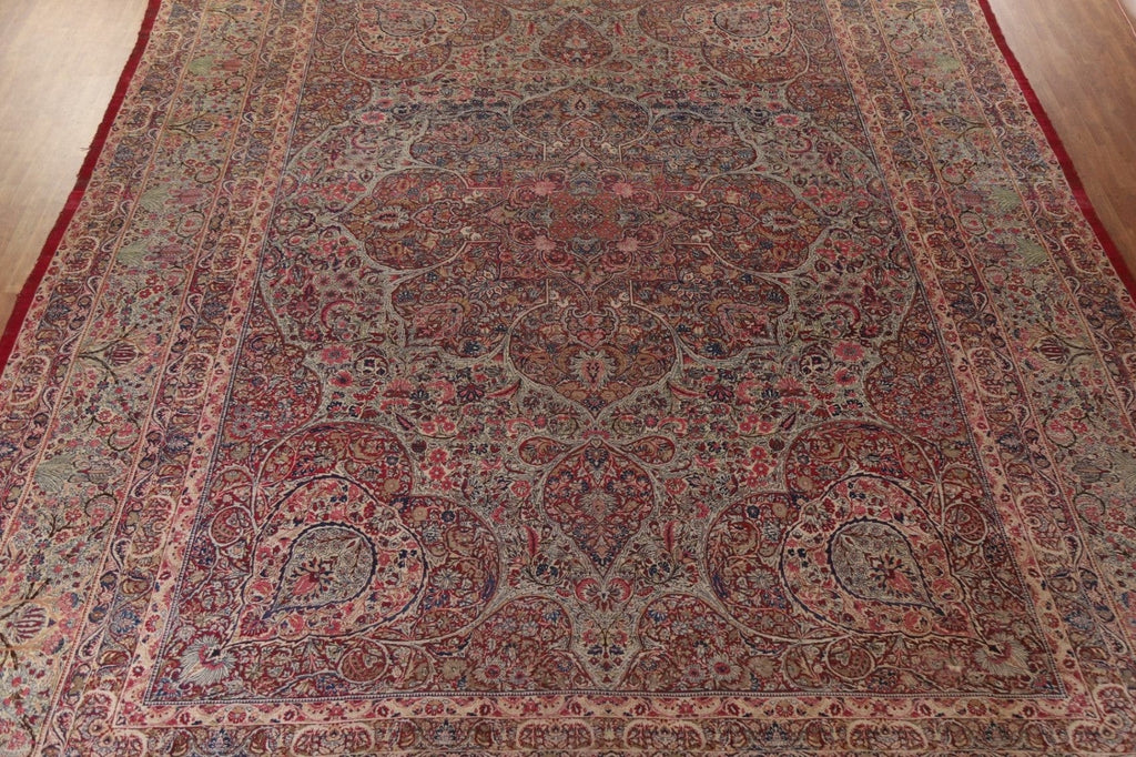 Pre-1900 Antique Kerman Lavar Vegetable Dye Persian Rug 16x22