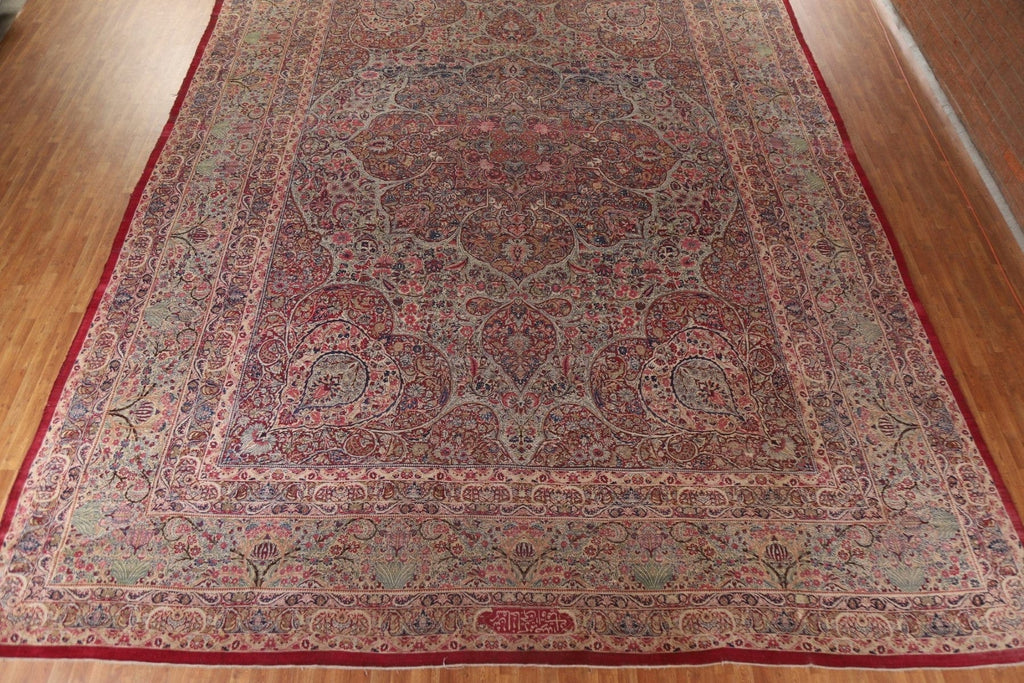 Pre-1900 Antique Kerman Lavar Vegetable Dye Persian Rug 16x22