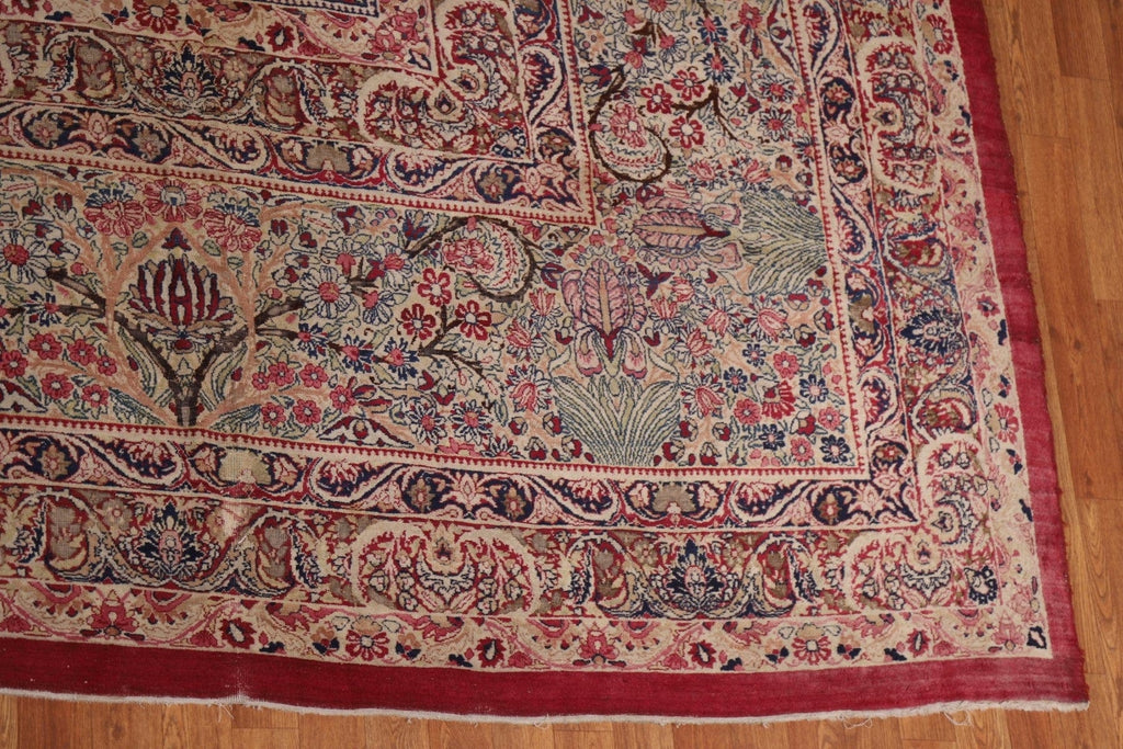 Pre-1900 Antique Kerman Lavar Vegetable Dye Persian Rug 16x22