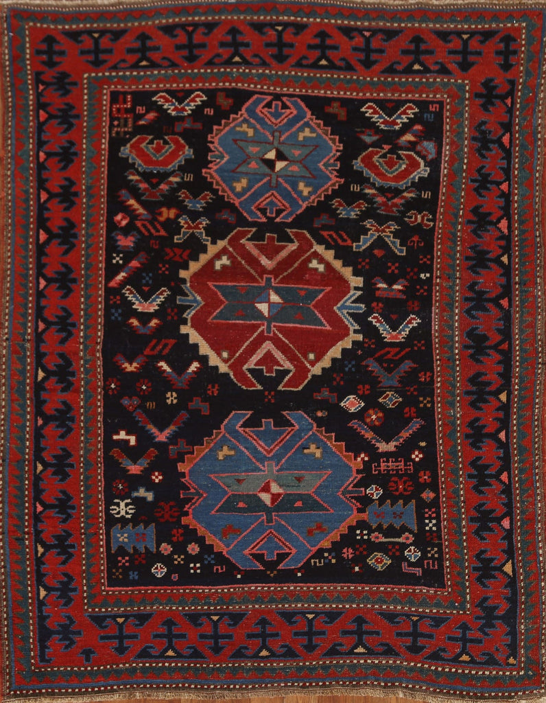 Pre-1900 Antique Caucasian Vegetable Dye Area Rug 4x6