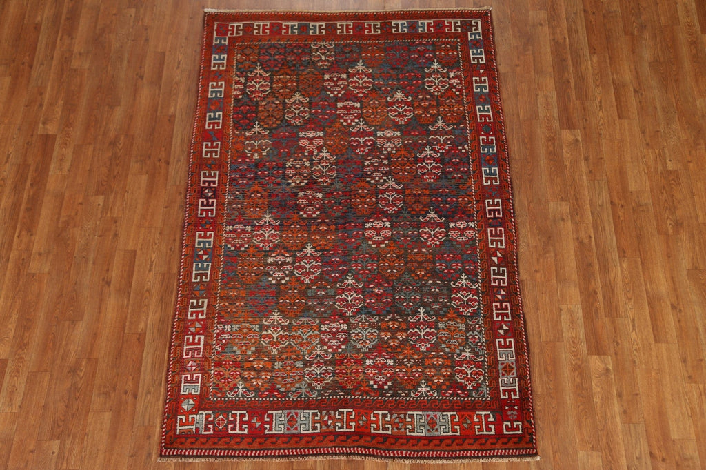 Pre-1900 Antique Kazak Vegetable Dye Oriental Rug 4x7