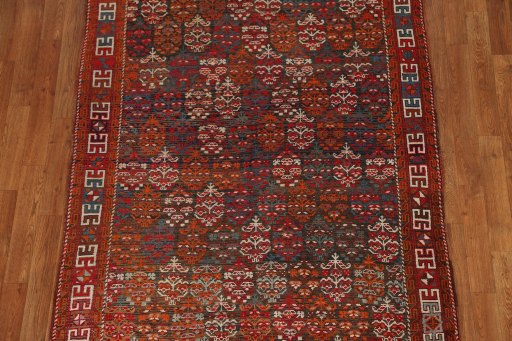 Pre-1900 Antique Kazak Vegetable Dye Oriental Rug 4x7