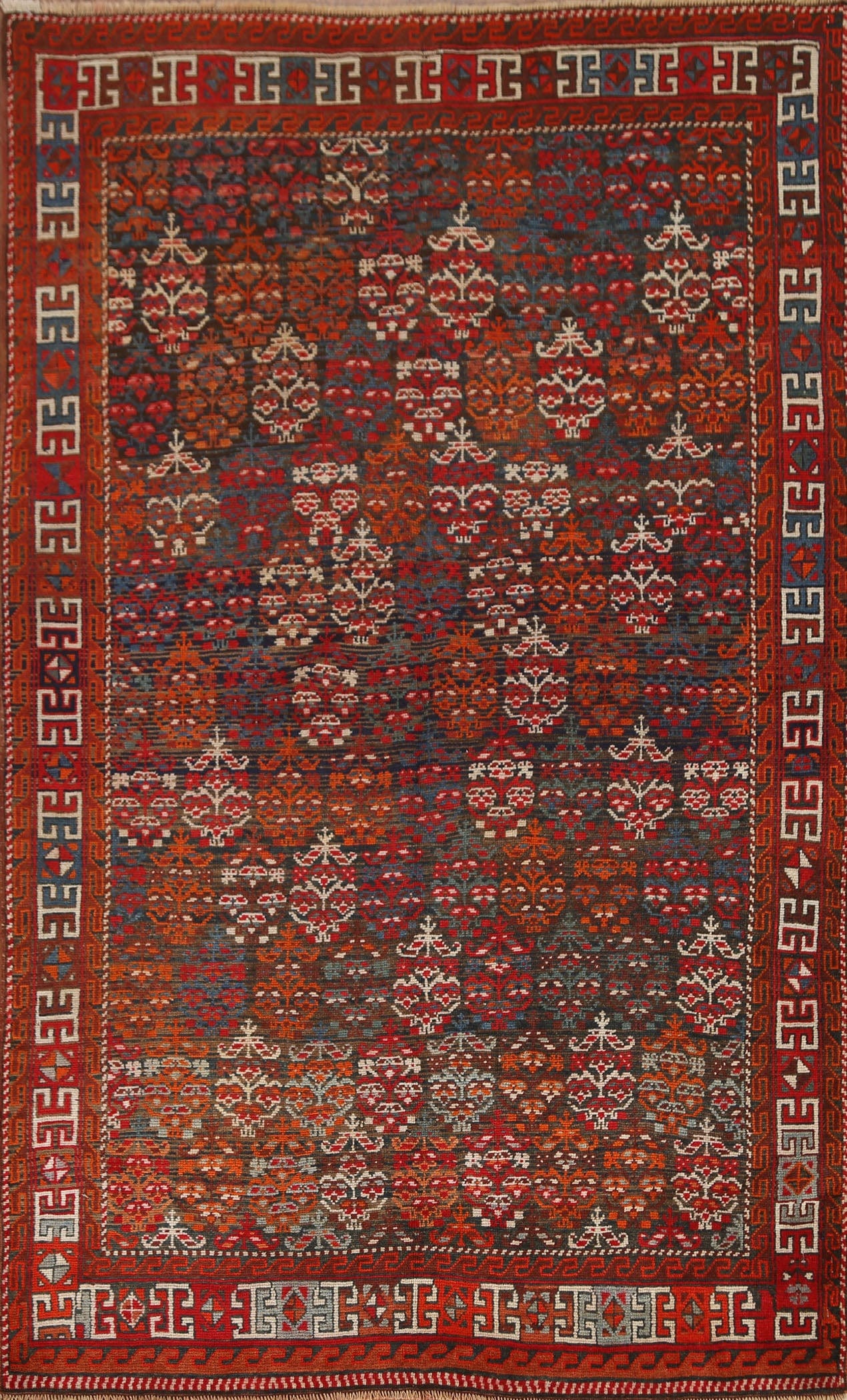 Pre-1900 Antique Kazak Vegetable Dye Oriental Rug 4x7