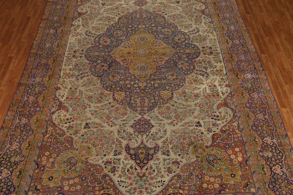 Pre-1900 Antique Kerman Vegetable Dye Persian Large Rug 11x18