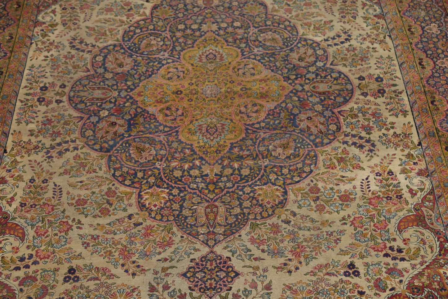 Pre-1900 Antique Kerman Vegetable Dye Persian Large Rug 11x18