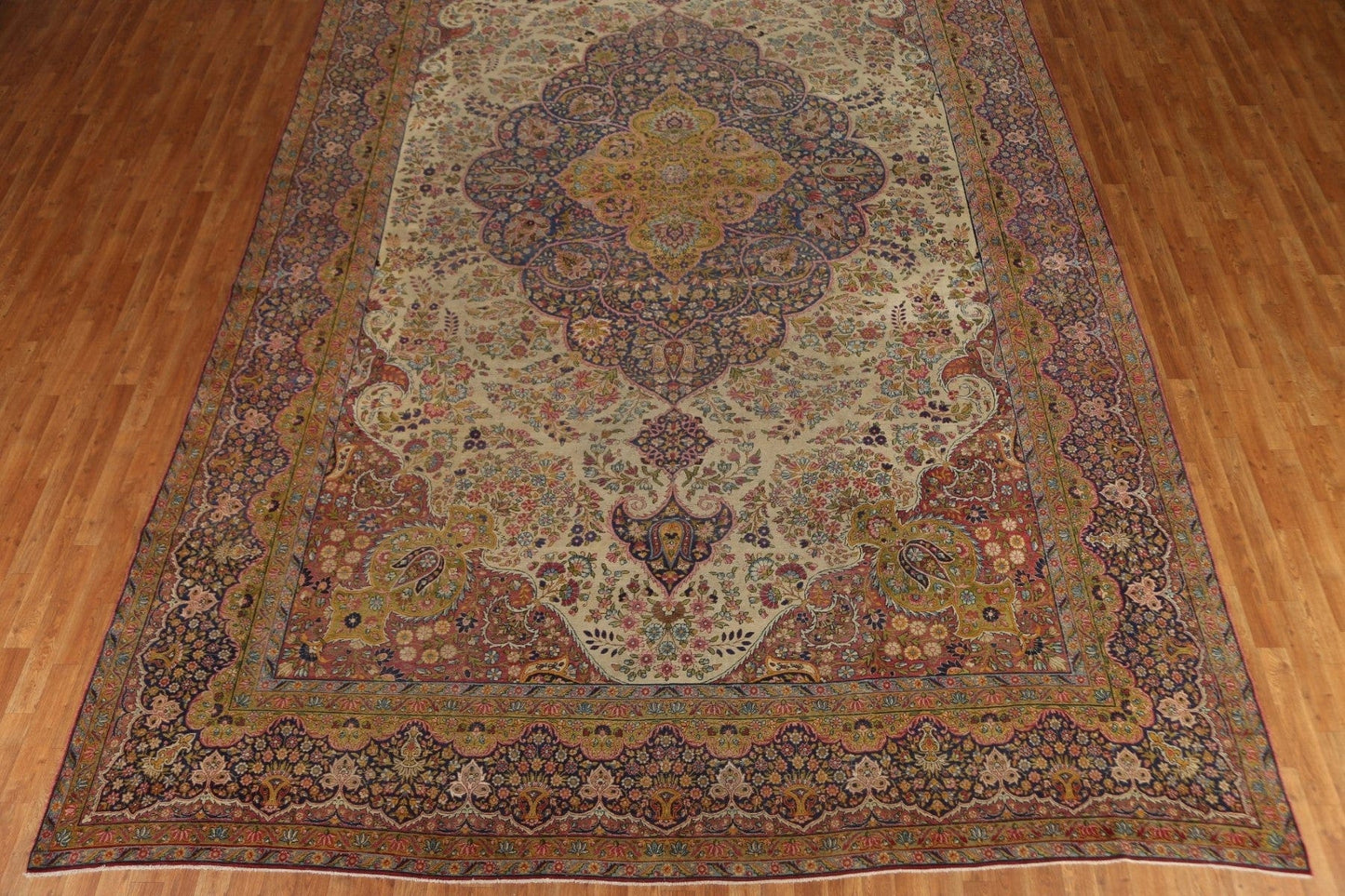 Pre-1900 Antique Kerman Vegetable Dye Persian Large Rug 11x18