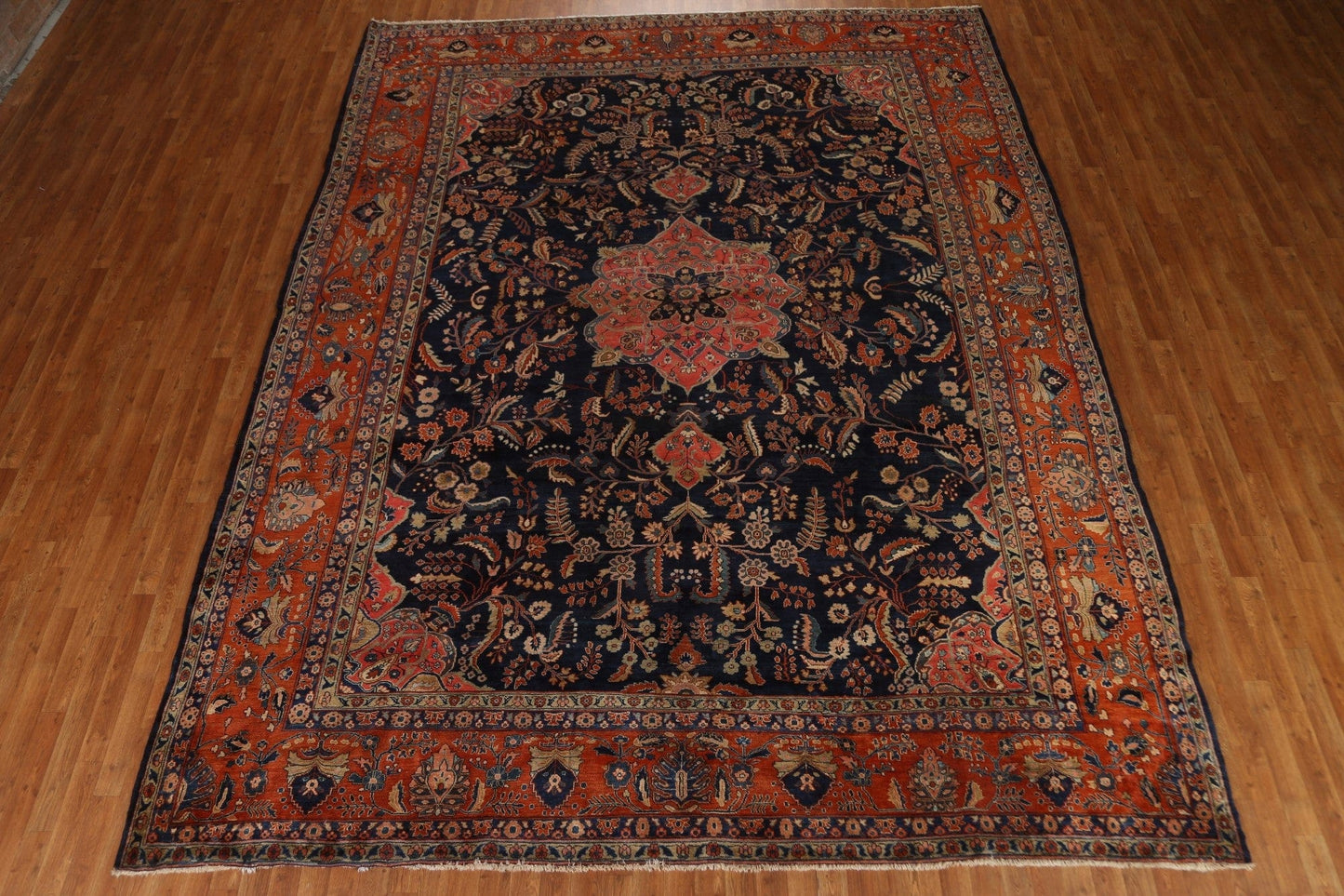 Antique Vegetable Dye Sarouk Persian Large Rug 10x13