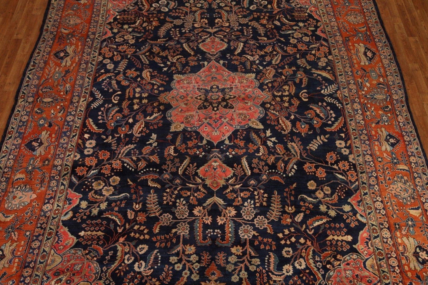 Antique Vegetable Dye Sarouk Persian Large Rug 10x13