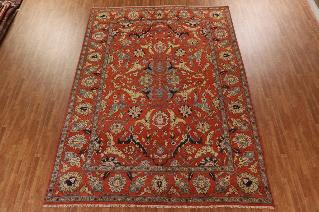 Orange Wool Heriz Serapi Large Area Rug 10x14