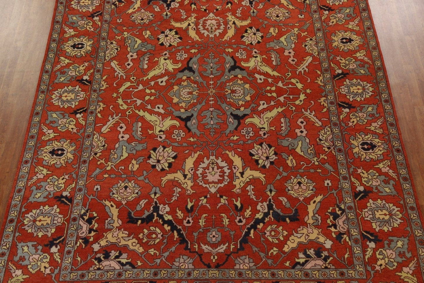 Orange Wool Heriz Serapi Large Area Rug 10x14