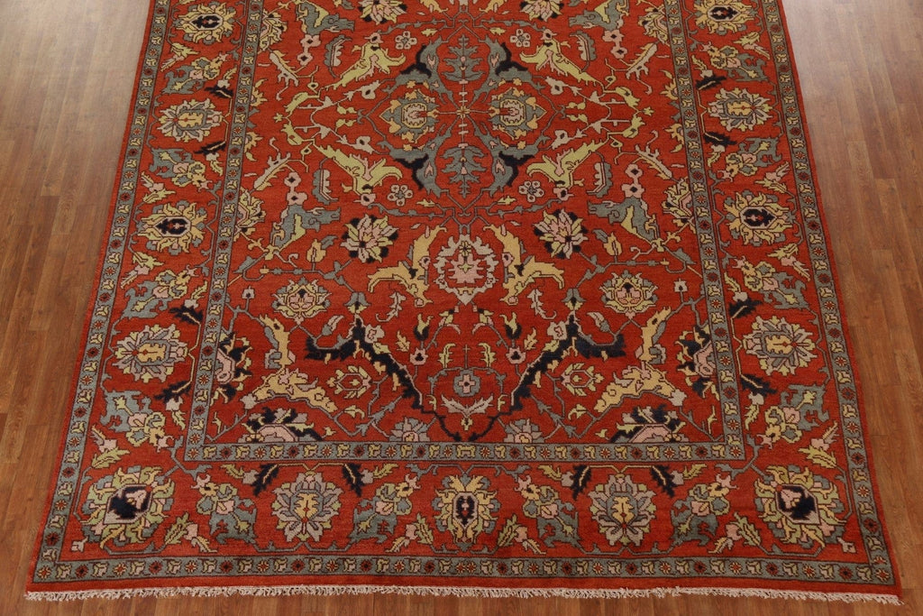 Orange Wool Heriz Serapi Large Area Rug 10x14