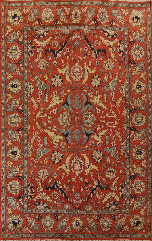 Orange Wool Heriz Serapi Large Area Rug 10x14