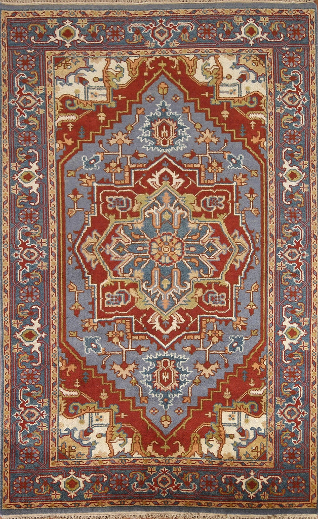 Light Blue Heriz Serapi Oriental Area Rug 5x8