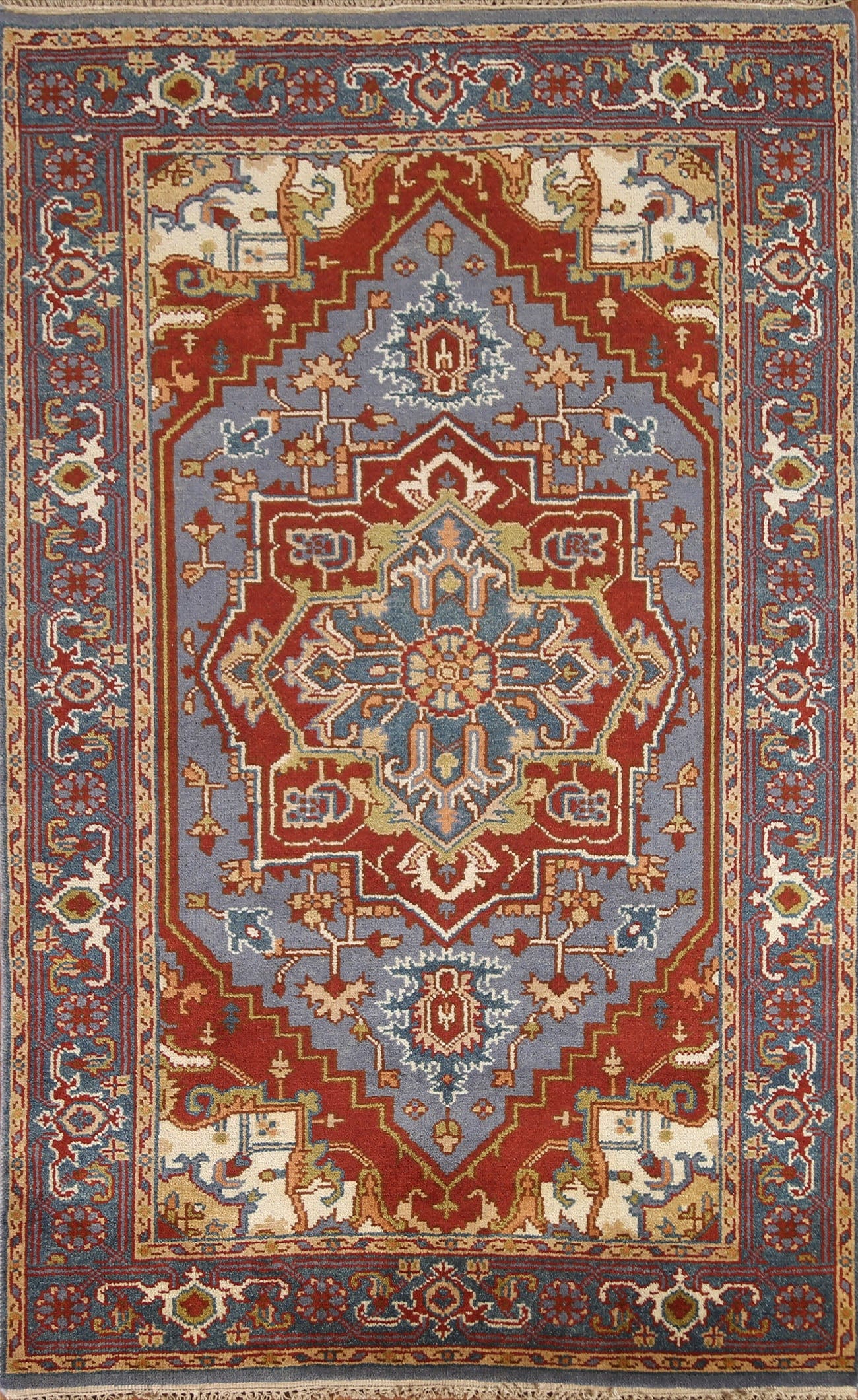 Light Blue Heriz Serapi Oriental Area Rug 5x8