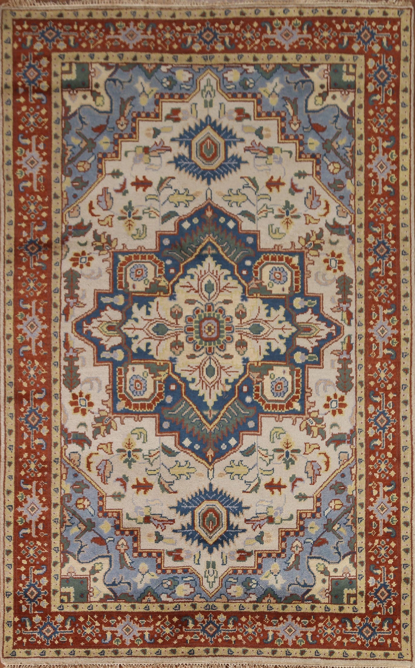 Ivory Heriz Serapi Oriental Area Rug 6x9