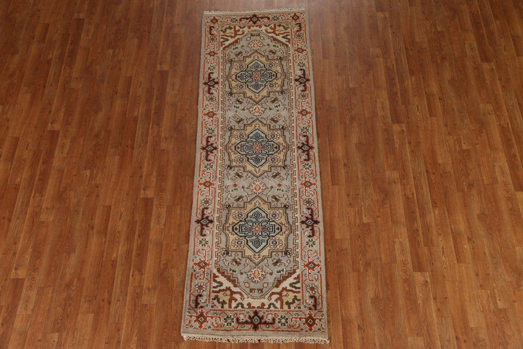 Geometric Heriz Serapi Runner Rug 3x8