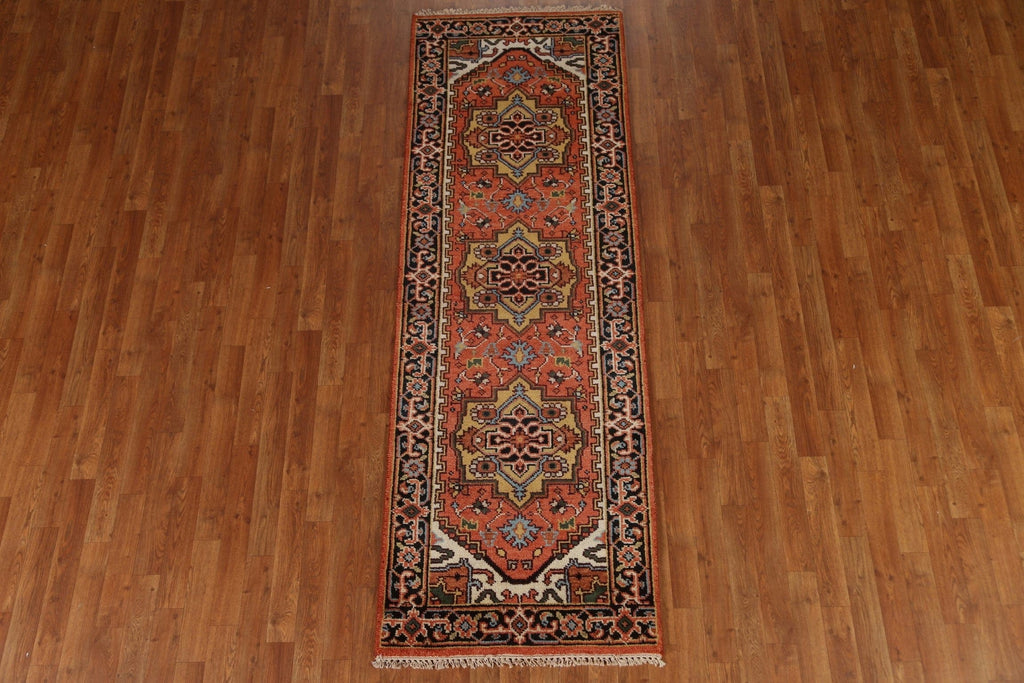 Geometric Heriz Serapi Runner Rug 3x8