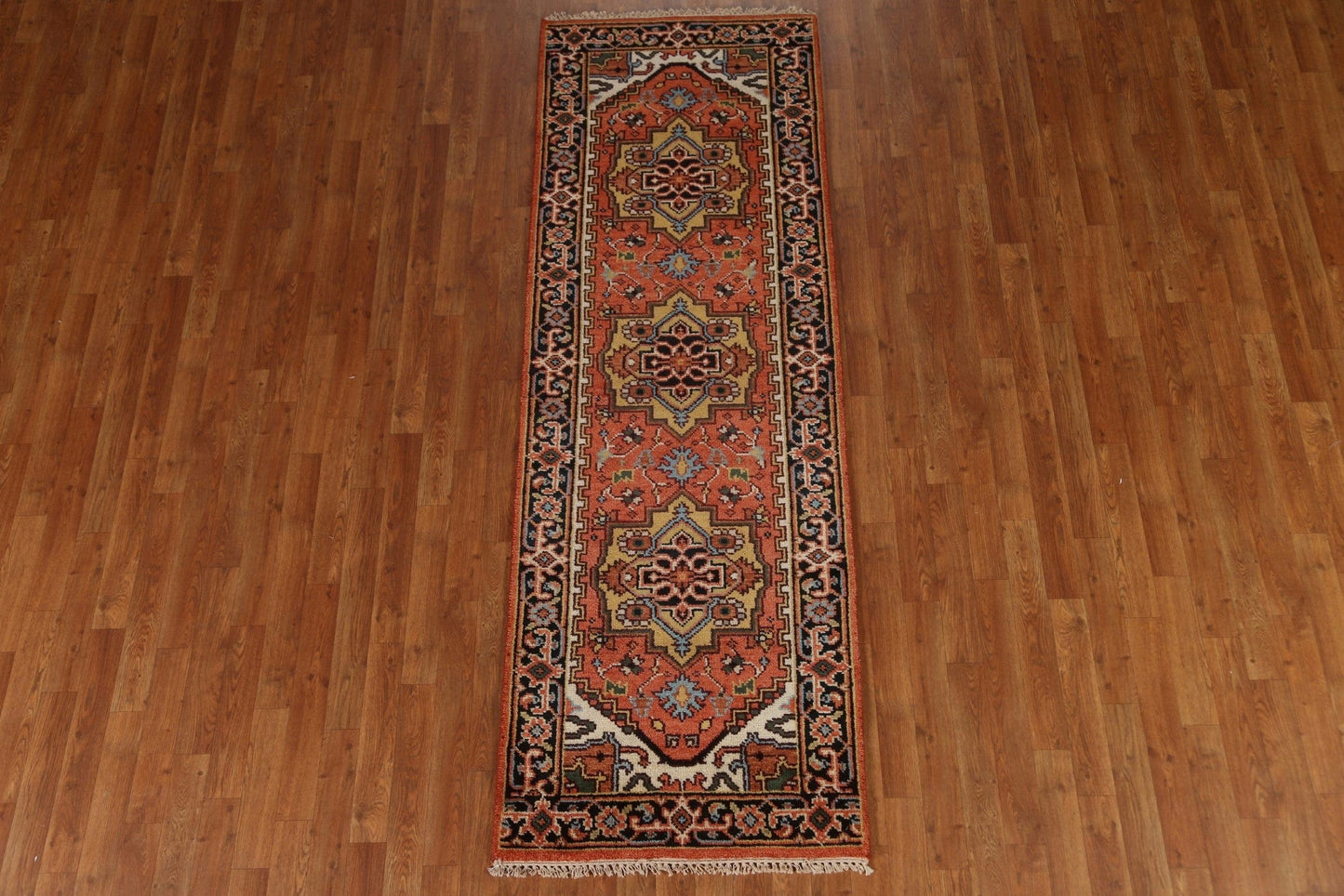 Geometric Heriz Serapi Runner Rug 3x8