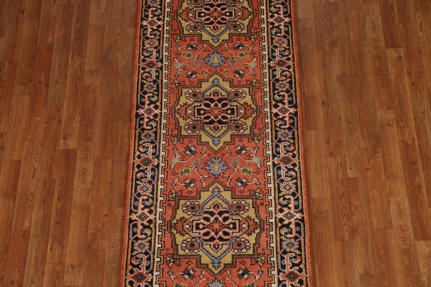 Geometric Heriz Serapi Runner Rug 3x8