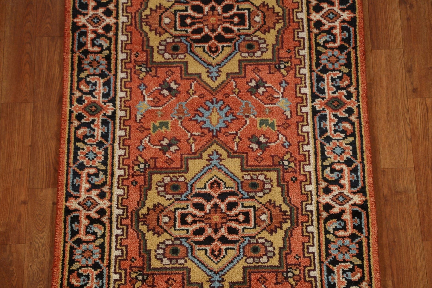 Geometric Heriz Serapi Runner Rug 3x8