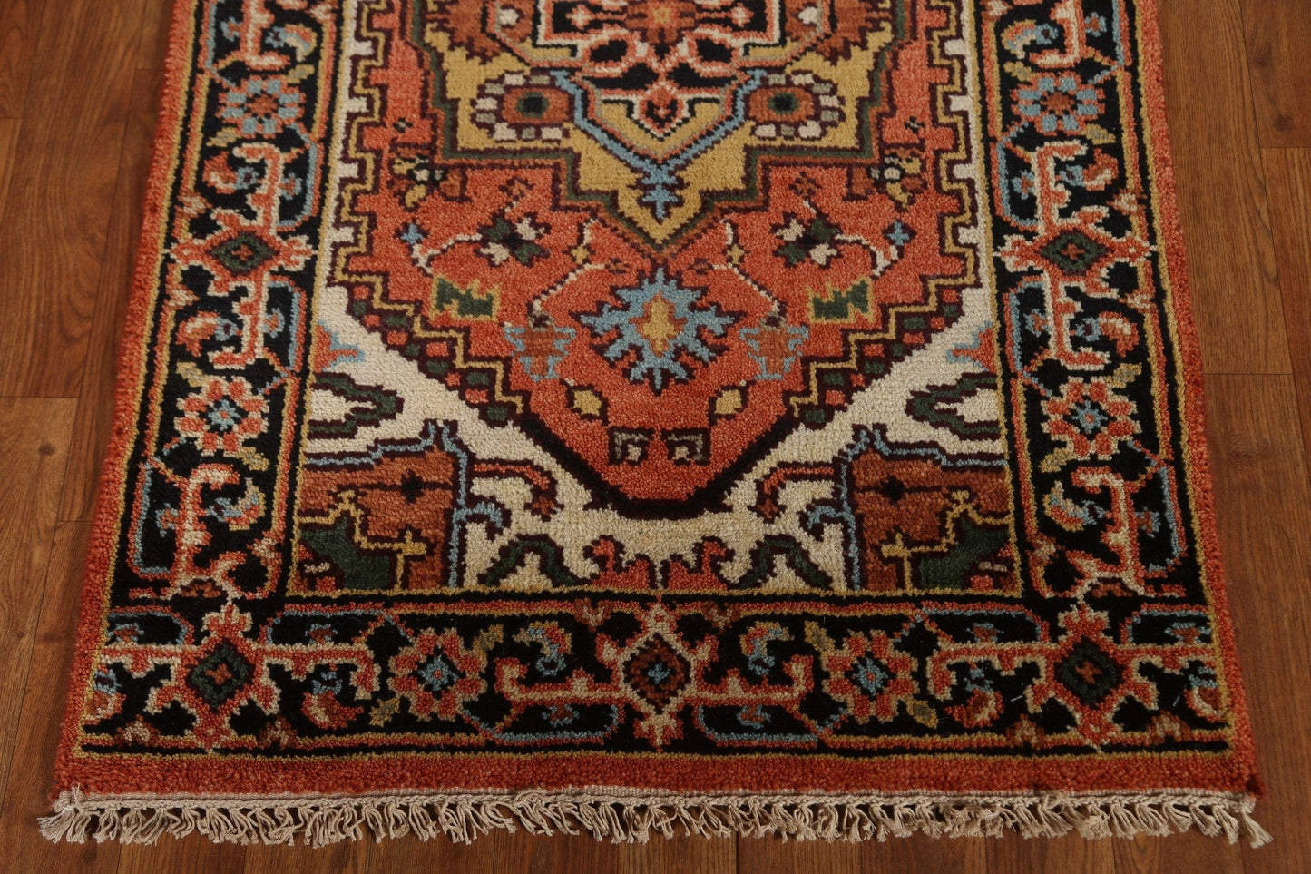 Geometric Heriz Serapi Runner Rug 3x8