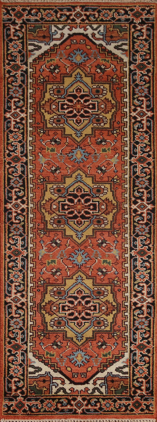 Geometric Heriz Serapi Runner Rug 3x8